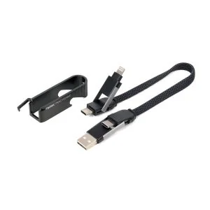 Cable Multifunción 3-en-1 USB/USB-C a Lightning - Negro